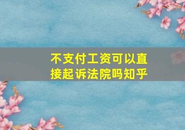 不支付工资可以直接起诉法院吗知乎