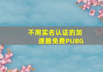 不用实名认证的加速器免费PUBG