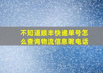 不知道顺丰快递单号怎么查询物流信息呢电话