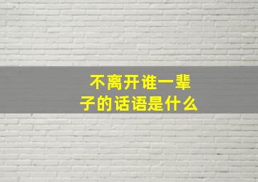 不离开谁一辈子的话语是什么