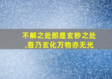 不解之处即是玄秒之处,吾乃玄化万物亦无光