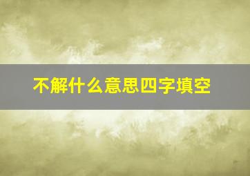 不解什么意思四字填空