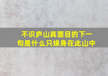 不识庐山真面目的下一句是什么只缘身在此山中