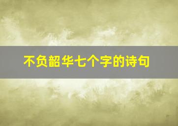 不负韶华七个字的诗句