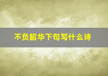 不负韶华下句写什么诗