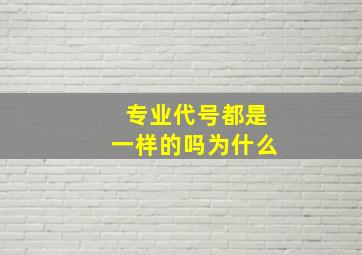 专业代号都是一样的吗为什么