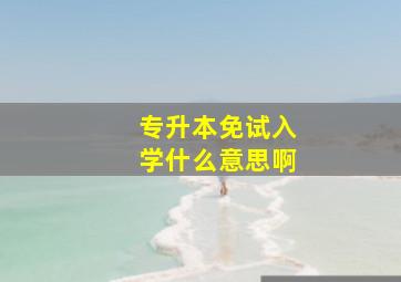 专升本免试入学什么意思啊