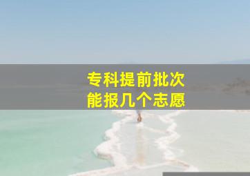 专科提前批次能报几个志愿