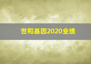 世和基因2020业绩