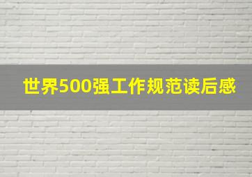 世界500强工作规范读后感