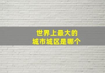 世界上最大的城市城区是哪个