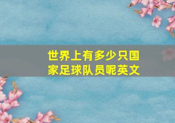 世界上有多少只国家足球队员呢英文