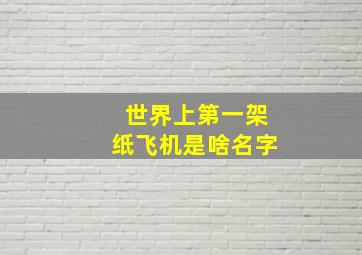 世界上第一架纸飞机是啥名字