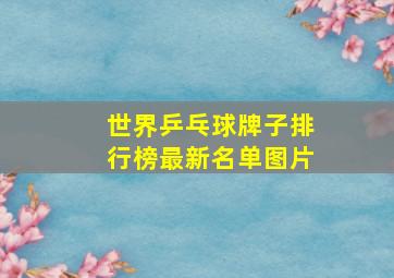 世界乒乓球牌子排行榜最新名单图片