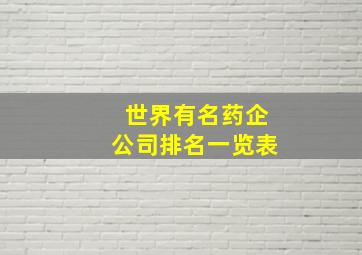 世界有名药企公司排名一览表