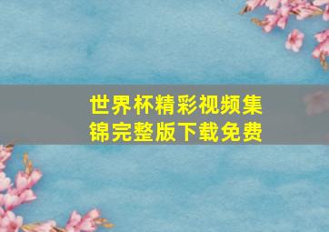 世界杯精彩视频集锦完整版下载免费