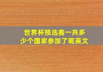 世界杯预选赛一共多少个国家参加了呢英文