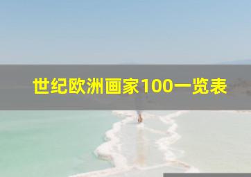 世纪欧洲画家100一览表