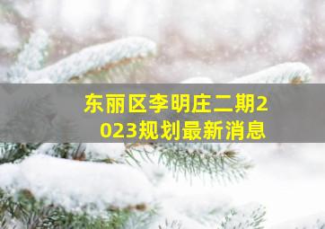 东丽区李明庄二期2023规划最新消息