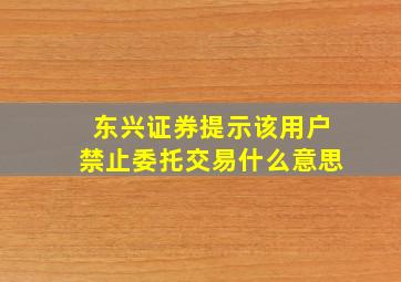 东兴证券提示该用户禁止委托交易什么意思