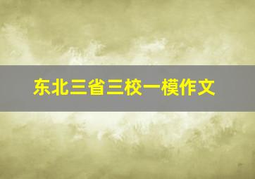 东北三省三校一模作文