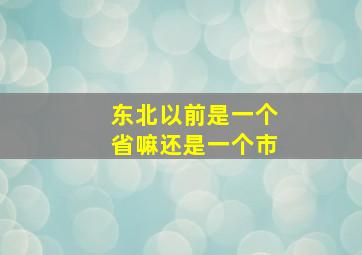 东北以前是一个省嘛还是一个市