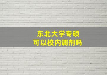 东北大学专硕可以校内调剂吗