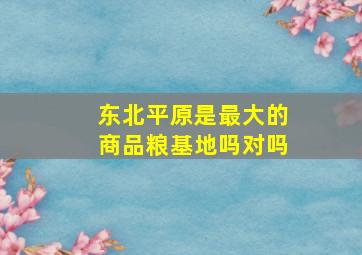 东北平原是最大的商品粮基地吗对吗