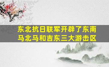 东北抗日联军开辟了东南马北马和吉东三大游击区