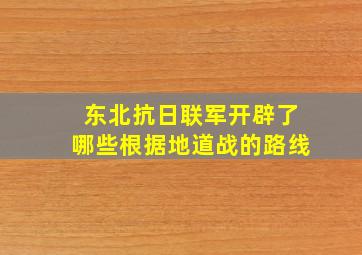 东北抗日联军开辟了哪些根据地道战的路线