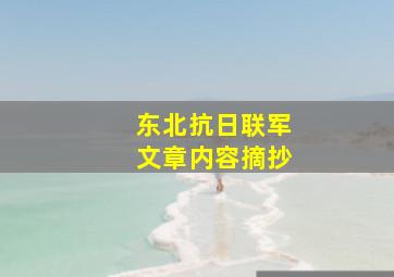 东北抗日联军文章内容摘抄