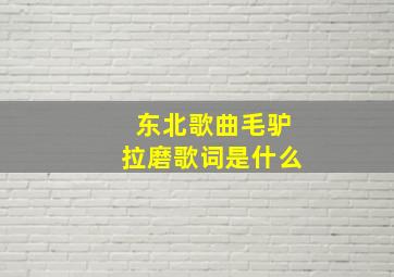 东北歌曲毛驴拉磨歌词是什么