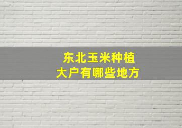 东北玉米种植大户有哪些地方