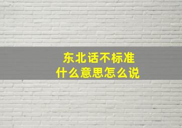 东北话不标准什么意思怎么说