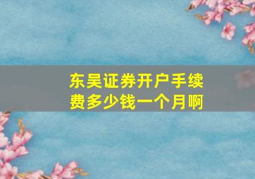 东吴证券开户手续费多少钱一个月啊