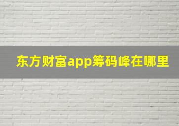 东方财富app筹码峰在哪里