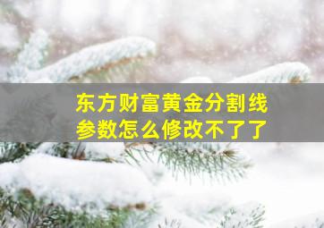 东方财富黄金分割线参数怎么修改不了了