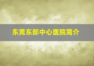 东莞东部中心医院简介