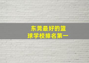 东莞最好的篮球学校排名第一