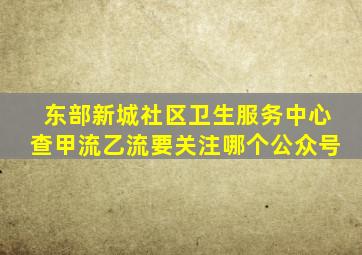 东部新城社区卫生服务中心查甲流乙流要关注哪个公众号