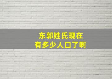 东郭姓氏现在有多少人口了啊