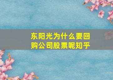 东阳光为什么要回购公司股票呢知乎