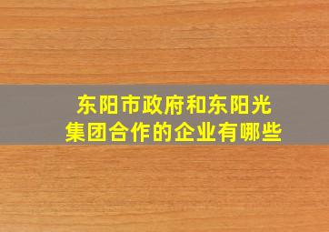 东阳市政府和东阳光集团合作的企业有哪些