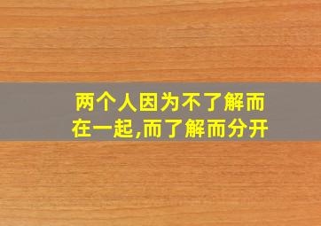 两个人因为不了解而在一起,而了解而分开