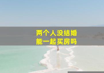 两个人没结婚能一起买房吗