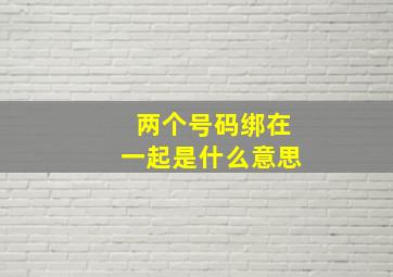 两个号码绑在一起是什么意思