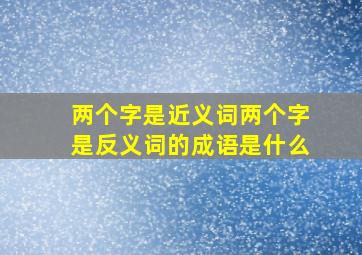 两个字是近义词两个字是反义词的成语是什么