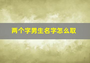 两个字男生名字怎么取