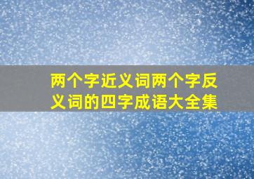 两个字近义词两个字反义词的四字成语大全集