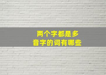 两个字都是多音字的词有哪些